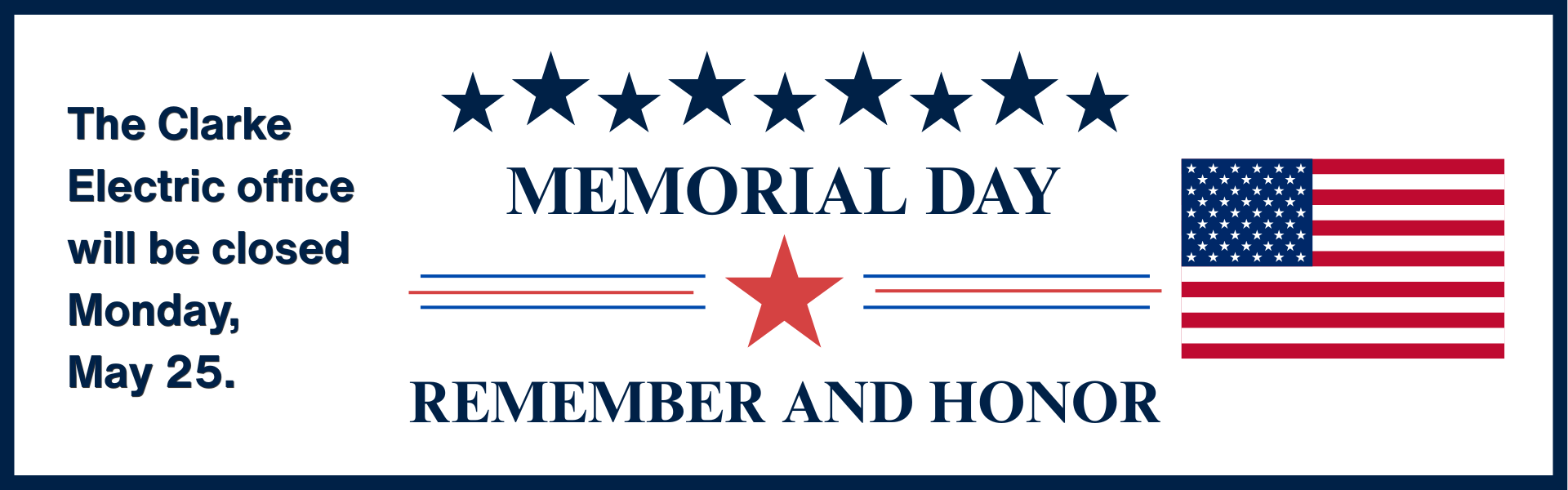 Memorial Day observed - office closed